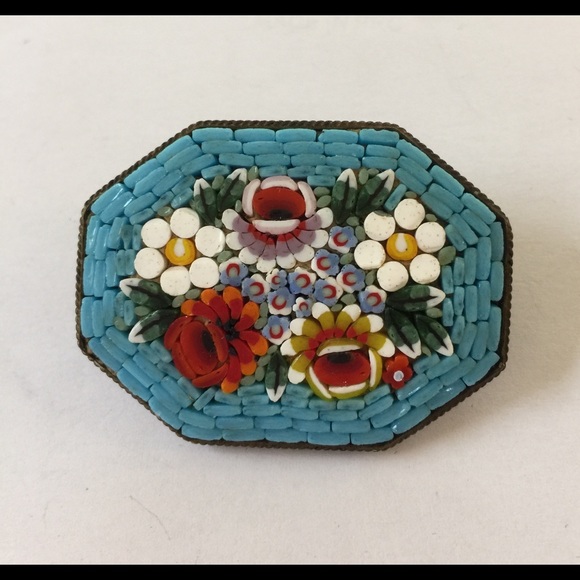 Vintage Micro Mosaic Bouquet Pin